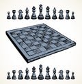 Chess figures. Vector pen drawing Royalty Free Stock Photo