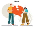 Conflict concept. Controversy or disagreement between people Royalty Free Stock Photo