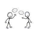 Conflict and disagreement. enemies fighting and arguing with anger and aggression. Shouting, argumentation, violence. Hand drawn. Royalty Free Stock Photo