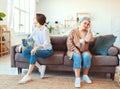 Conflict of family two generations old mother and adult daughter Royalty Free Stock Photo