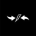 Conflict interest arrows icon isolated on dark background