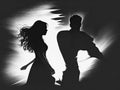 Conflict between man and woman. Black people silhouettes. Couple fighting Royalty Free Stock Photo