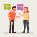 Conflict. A man and a woman quarrel. Vector illustration