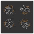 Conflict management chalk icons set