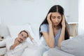 Conflict in married life. family problems Wife is dissatisfied with her husband. frustrated woman unhappy. Not satisfied with each Royalty Free Stock Photo