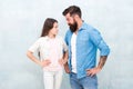 Conflict and offence. Sometimes parenting is about misunderstanding. Family conflict. Bearded hipster man and child girl