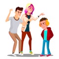 Conflict With Parents, Father And Mother Scolding Teenager Vector. Isolated Illustration Royalty Free Stock Photo