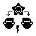 Conflict resolution black glyph icon