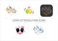 Conflict resolution icons set