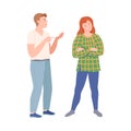 Conflicting Parents Arguing with Each Other Scolding and Shouting at Each Other Vector Illustration