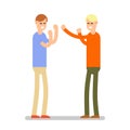 Conflicting. Two men are engaged in a business dispute. Situation professional conflict and quarrel. Cartoon illustration isolate Royalty Free Stock Photo