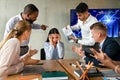 Conflicts At Work. Asian Female Suffering From Mobbing And Bullying In Office