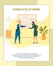 Conflicts at Work Flat Poster Vector Template