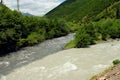 Confluence of Black and White Aragvi rivers, Caucasus Mountains, Georgia