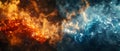 Confluence of Fire & Water - A Symphonic Elemental Dance. Concept Elemental Magic, Fire and Water, Royalty Free Stock Photo