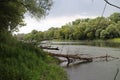 Confluence of Hron river with Danube river near Sturovo, Slovakia