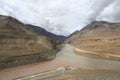 Confluence of Indus and Zanskar river Royalty Free Stock Photo