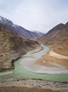 Confluence of river Indus and Zanskar Royalty Free Stock Photo