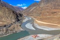 Confluence of River Zanskar and River Indus Royalty Free Stock Photo