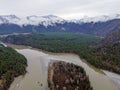 The confluence of two rivers - Chuya and Katun, Altai republic, Russia. sunrise, sunset Royalty Free Stock Photo