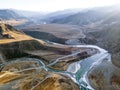 Confluence of two rivers - Chuya and Katun, Altai republic, Russia. sunrise, sunset, Royalty Free Stock Photo