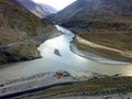Confluence of Zanskar and Indus River, Leh, Ladakh, India Royalty Free Stock Photo