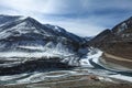 Confluence of Zanskar and Indus river in winter at Leh Royalty Free Stock Photo