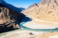 Confluence of Zanskar and Indus rivers and Beautiful Mountains. Leh, Ladakh, India Royalty Free Stock Photo