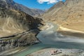 Confluence of Zanskar and Indus rivers - Leh, Ladakh, India Royalty Free Stock Photo