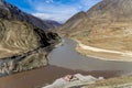 Confluence of Zanskar and Indus rivers Royalty Free Stock Photo