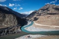 Confluence of Zanskar and Indus rivers Royalty Free Stock Photo