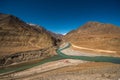 Confluence of Zanskar and Indus rivers - Leh, Ladakh, India Royalty Free Stock Photo