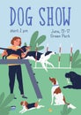 Conformation or breed show colorful poster template with place for text vector flat illustration. Vertical advertising