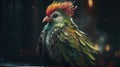 conformist green bird, digital art illustration, Generative AI Royalty Free Stock Photo