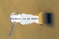 evidence is an audit on brown paper Royalty Free Stock Photo