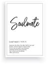 Soulmate definition, vector. Minimalist poster design