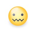 Confounded emoticon face. Zipper-Mouth Face. Embarrassed emoticon with a mouth in the form of a zig-zag. Facial expression confoun Royalty Free Stock Photo