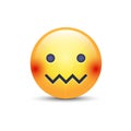 Confounded emoticon face. Zipper-Mouth Face. Embarrassed emoticon with a mouth in the form of a zig-zag. Facial