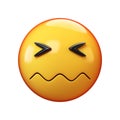 Confounded face emoji on white background 3d rendering Royalty Free Stock Photo