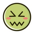 Confounded funny smiley emoticon face expression line and fill icon Royalty Free Stock Photo