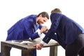 Confrontation of business leaders. Businessmen fighting for leadership. Royalty Free Stock Photo