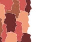 Confrontation of people illustration, people look at each other, multicultural community, silhouettes of people