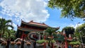 a confucian place of worship located in a beautiful Indonesian mini garden