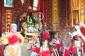 Confucius Shrine in the central hall with Guan Yu ( God of honor ) on the altar at Wat Tha Mai Temple.
