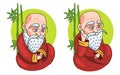 Confucius two stickers. Vector illustration