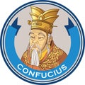 Confucius vector portrait in line art illustration Royalty Free Stock Photo