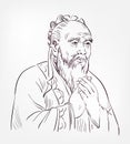 Confucius vector sketch illustration portrait isolated