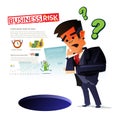 Confuse businessman with hole. thinking and worry about big trouble concept - vector Royalty Free Stock Photo