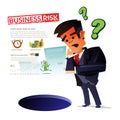 Confuse businessman with hole. thinking and worry about big trouble concept - vector