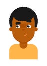 Confuse facial expression of black boy avatar